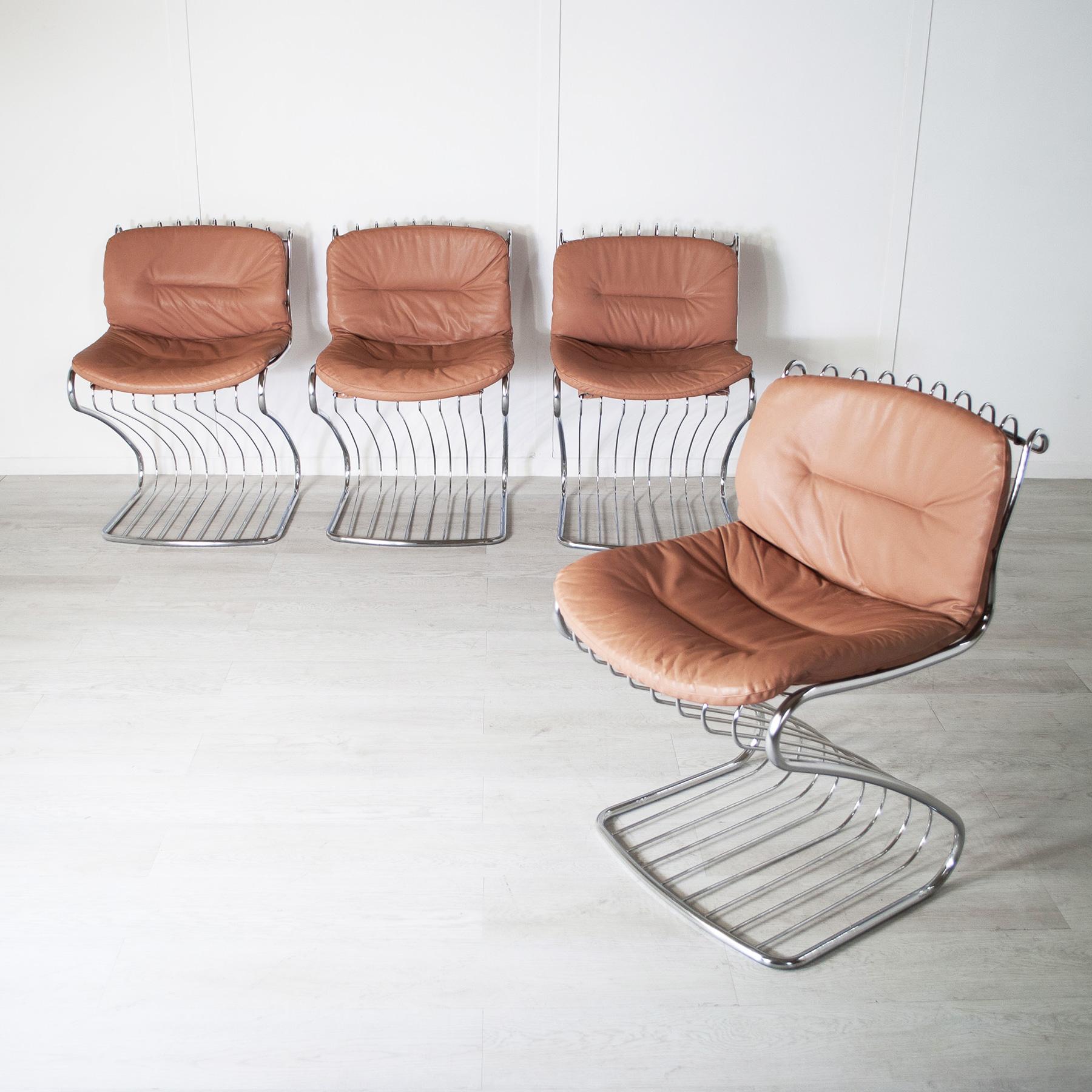 Gastone Rinaldi set of 4 chairs for Rima 1970s in vendita 5