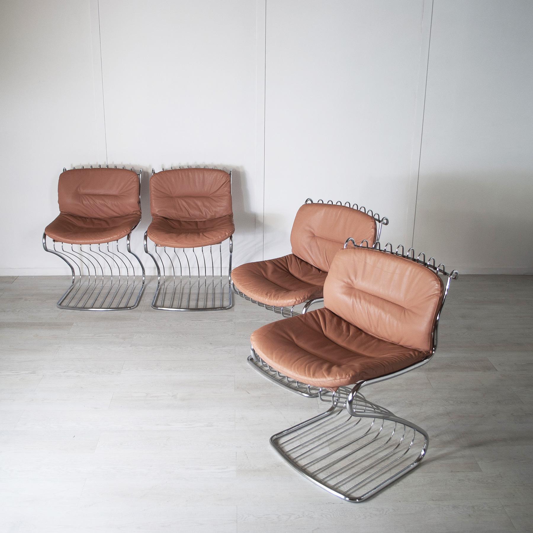 Gastone Rinaldi set of 4 chairs for Rima 1970s In condizioni buone in vendita a bari, IT
