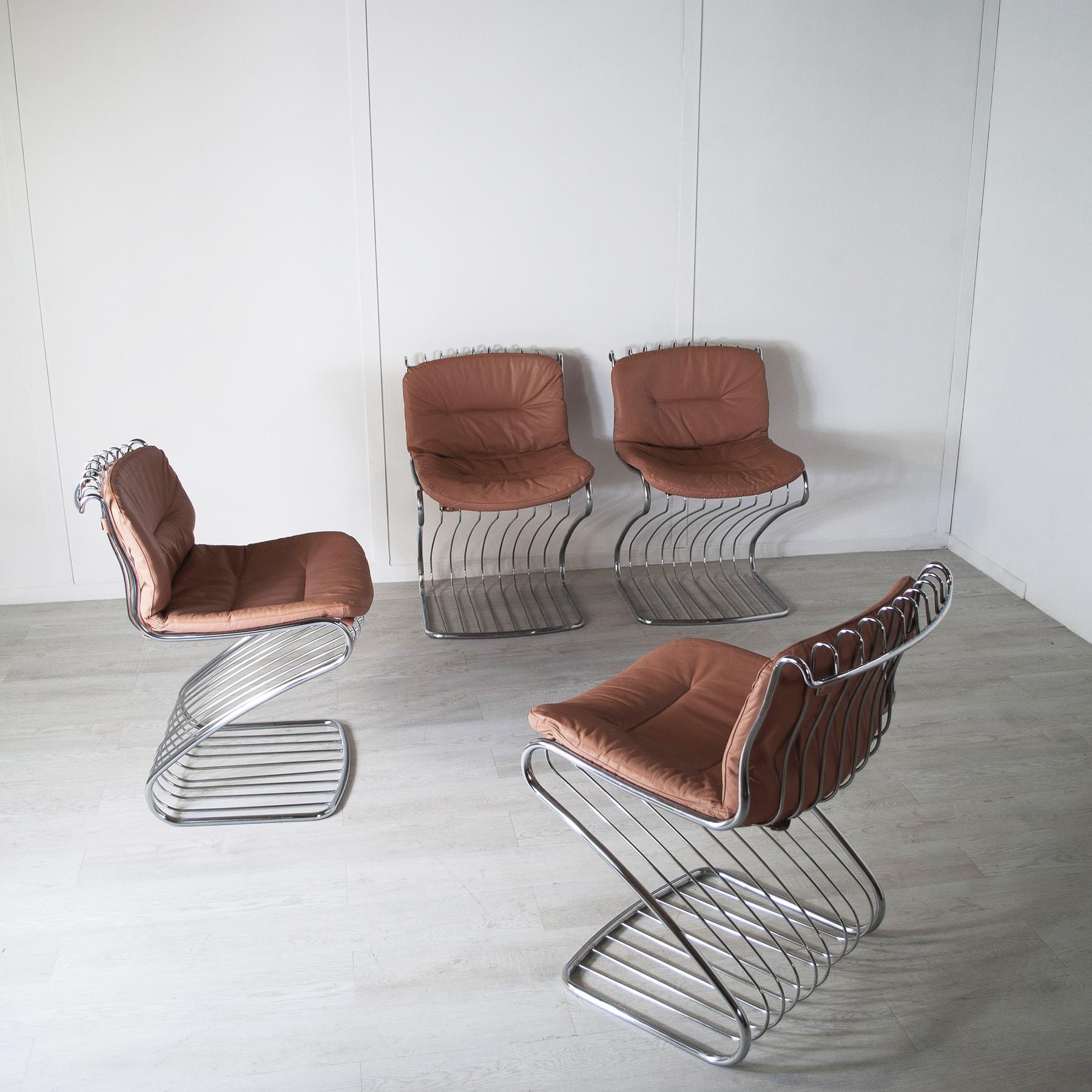 Late 20th Century Gastone Rinaldi set of 4 chairs for Rima 1970s in vendita