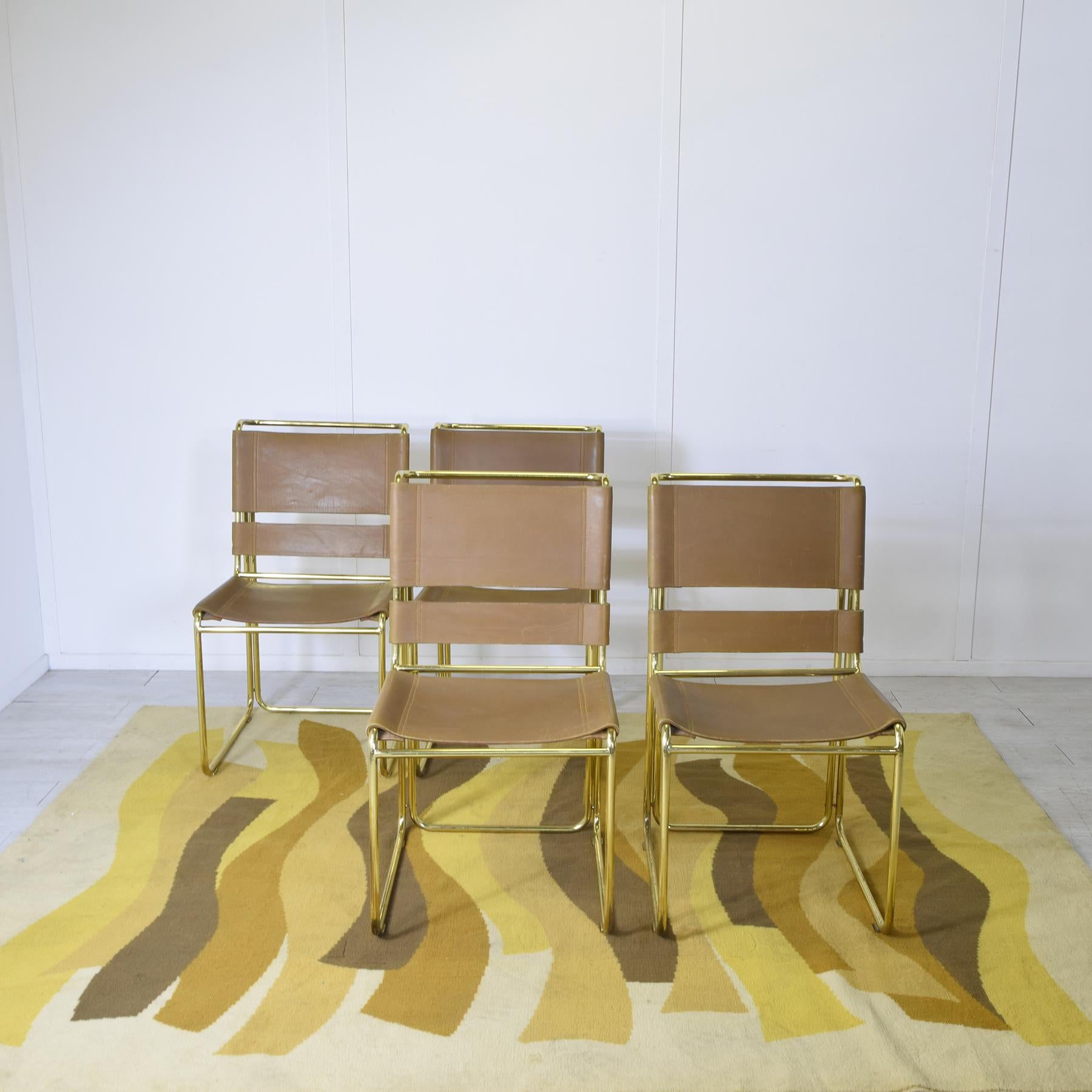 Mid-Century moderno Gastone Rinaldi set of 4 chairs for Rima Company 1970s in vendita