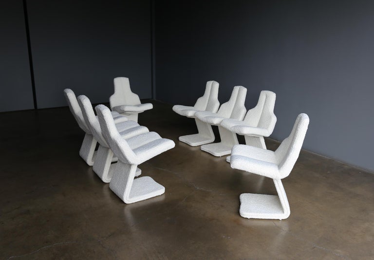 Space Age Gastone Rinaldi Set of Eight Dining Chairs for RIMA, Italy, c. 1975