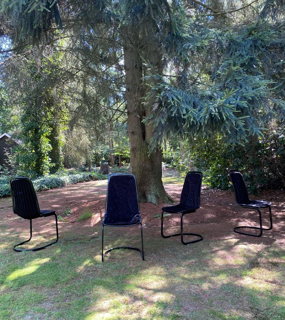 Gastone Rinaldi, Set of Four Black Highback Dining Chairs, Ca. 1970s For Sale 9