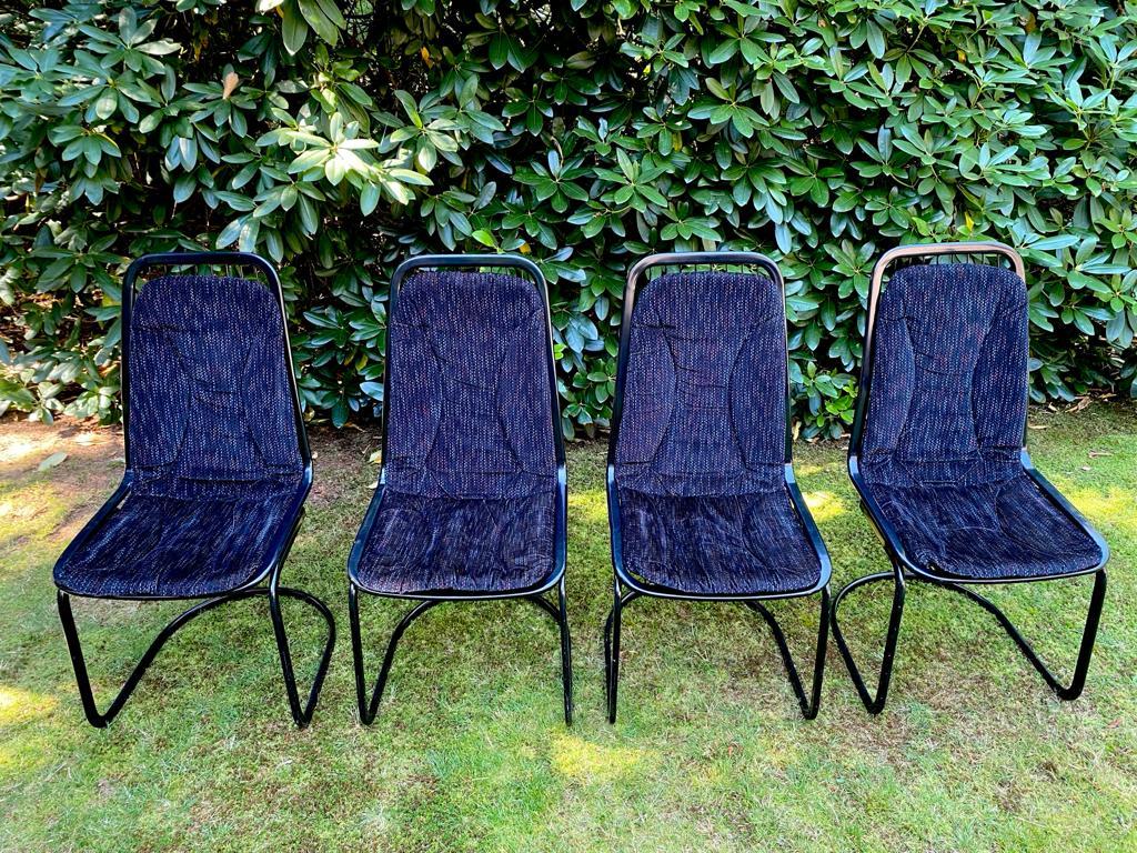 Mid-Century Modern Gastone Rinaldi, Set of Four Black Highback Dining Chairs, Ca. 1970s For Sale