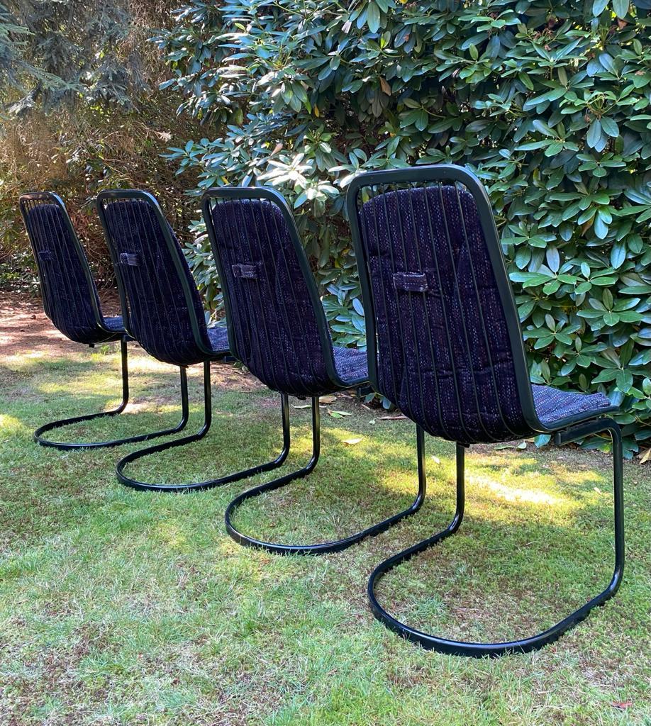 Late 20th Century Gastone Rinaldi, Set of Four Black Highback Dining Chairs, Ca. 1970s For Sale