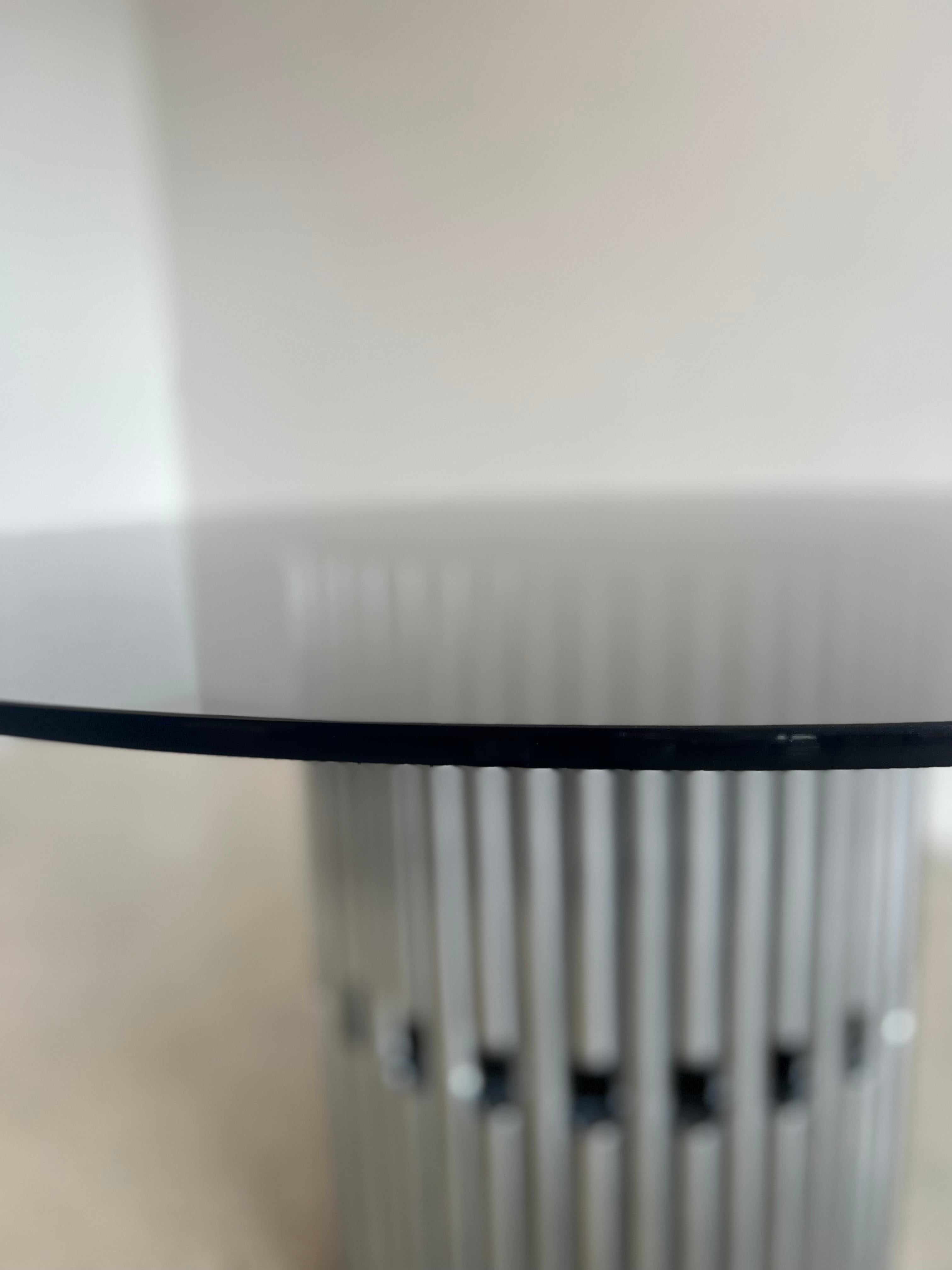 Table de salle à manger en verre fumé et chrome Gastone Rinaldi 3