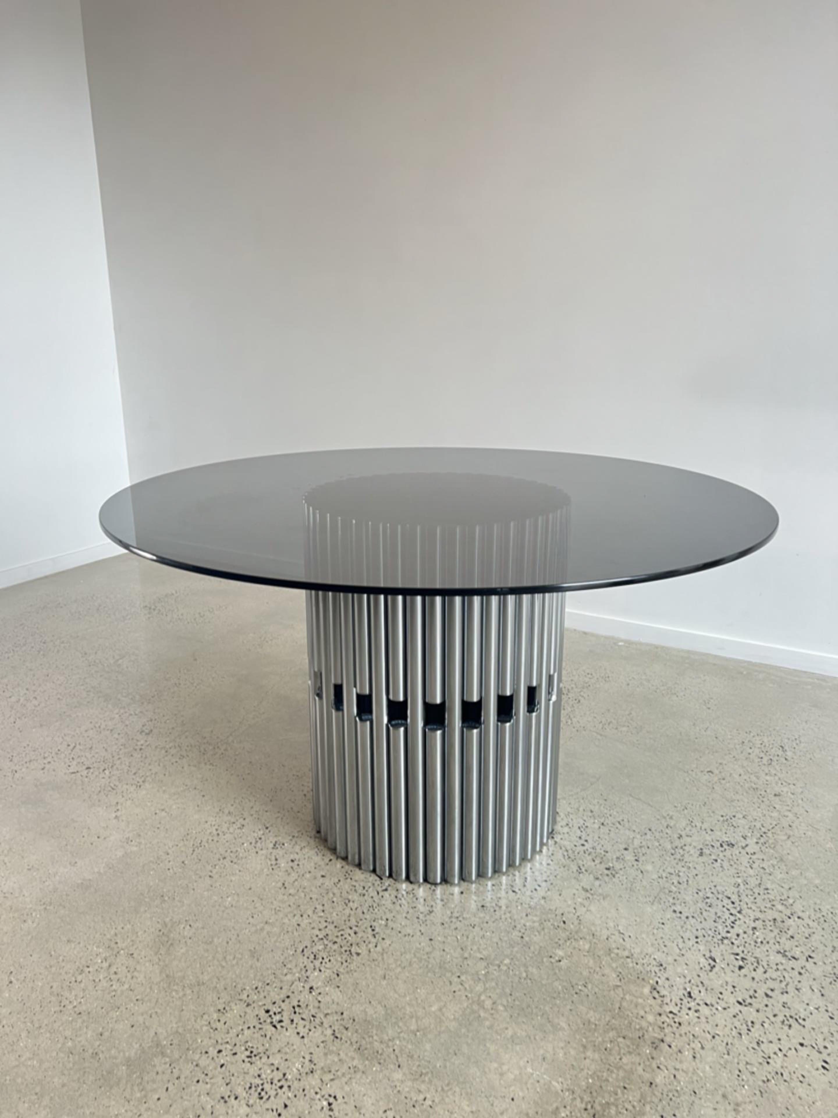 Gastone Rinaldi Smoked Glass and Chrome Dining Table For Sale 8