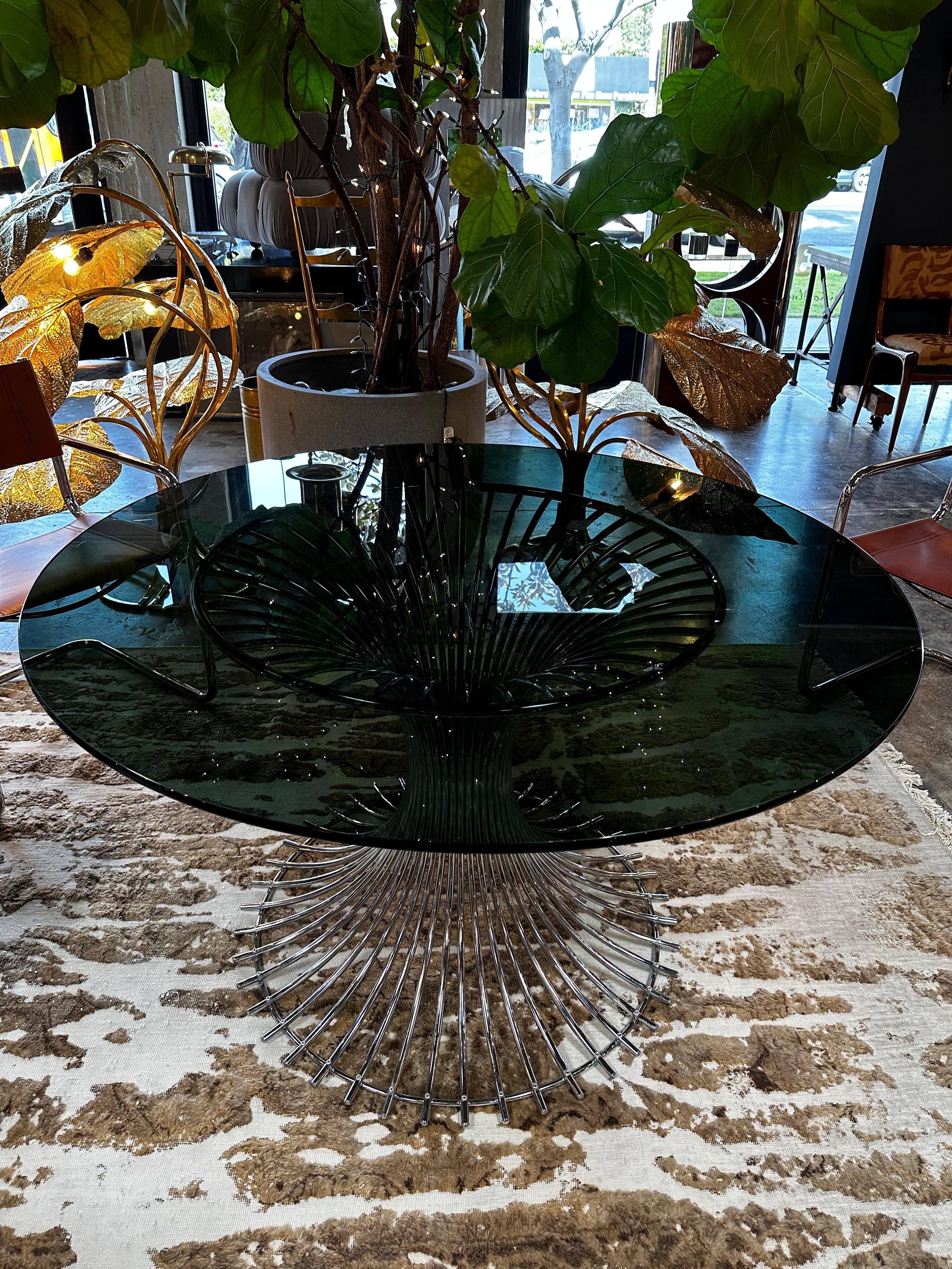 Mid-Century Modern Gastone Rinaldi, Table in Chromed Metal and Smoked Glass, 1970s For Sale