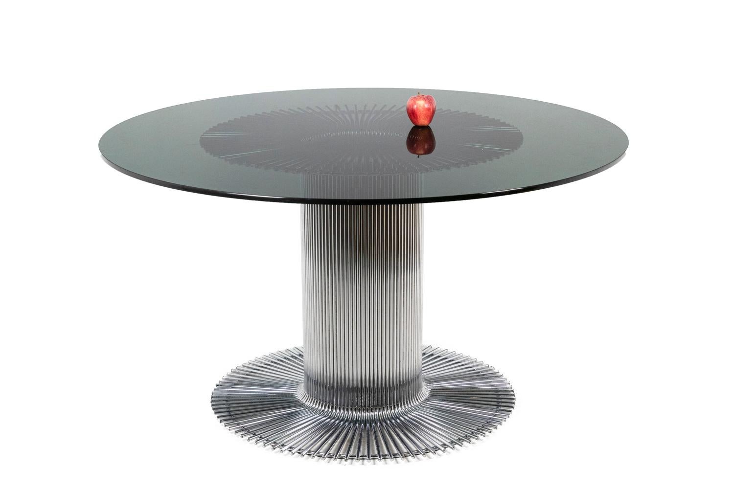 Gastone Rinaldi, Table in Chromed Metal and Smoked Glass, 1970s For Sale 1