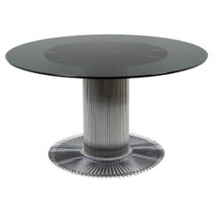 Retro Gastone Rinaldi, Table in Chromed Metal and Smoked Glass, 1970s