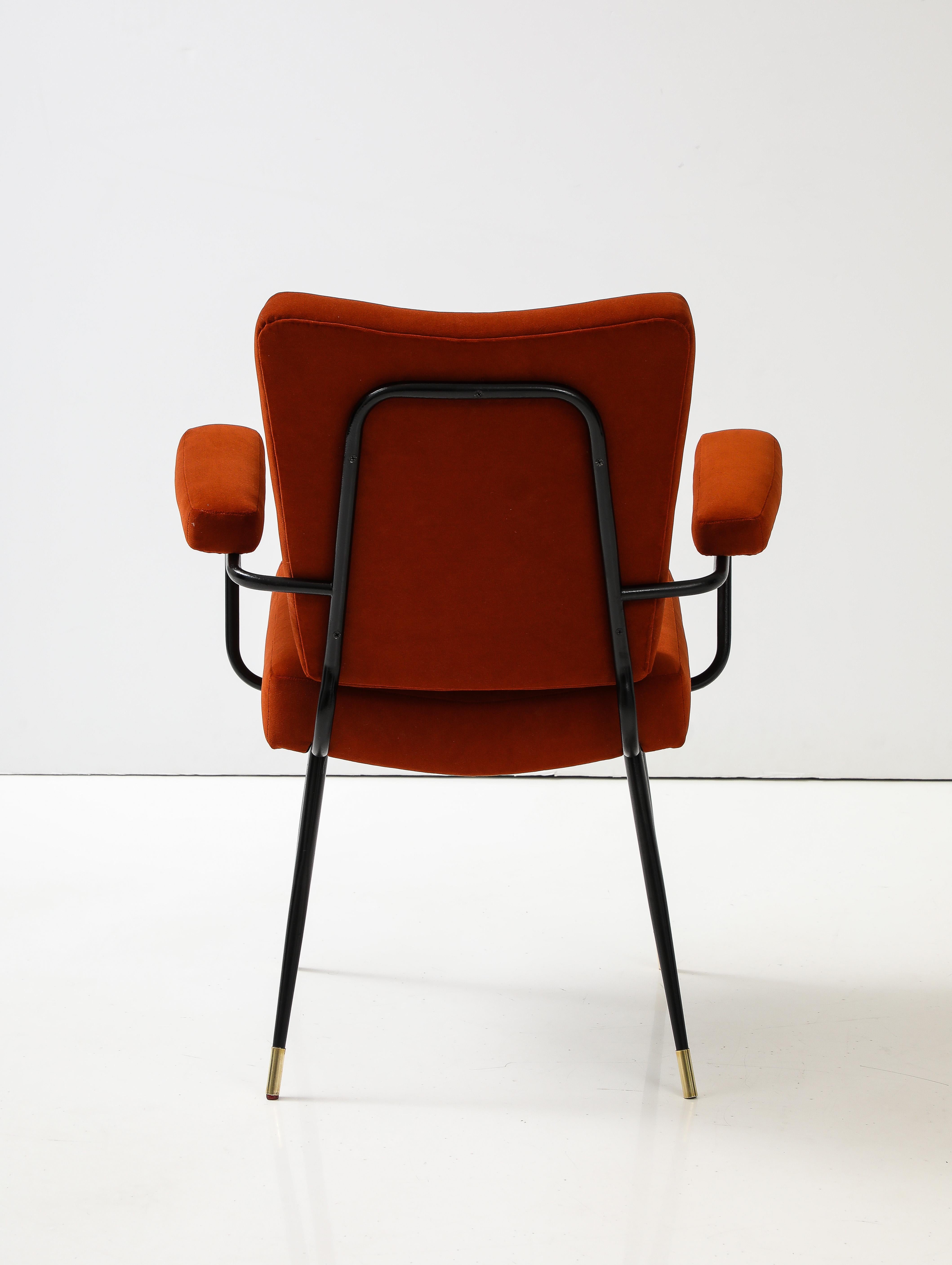 Gastone Rinaldi Velvet and Lacquered Metal Armchair for Rima, Italy, circa 1955  For Sale 4