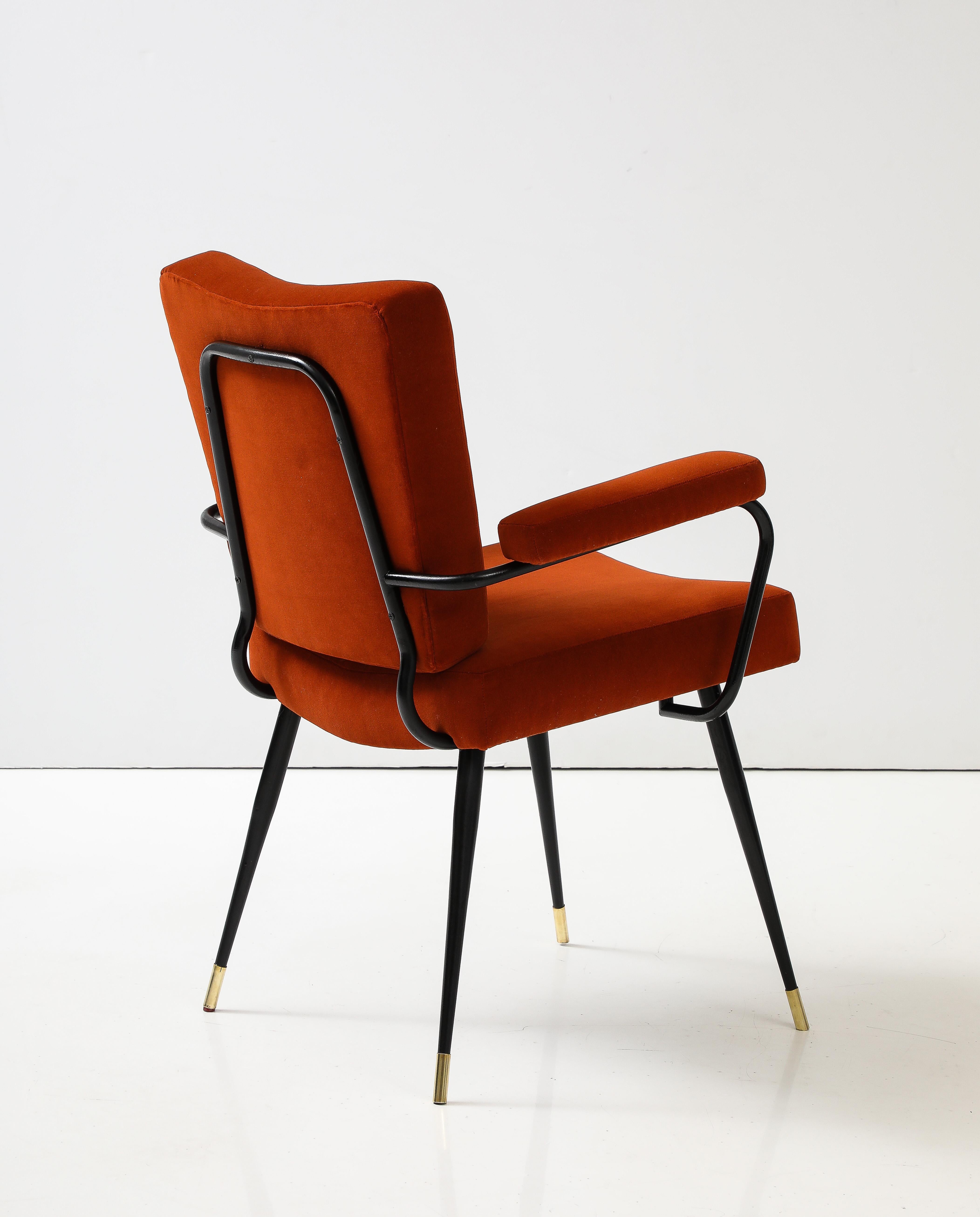 Gastone Rinaldi Velvet and Lacquered Metal Armchair for Rima, Italy, circa 1955  For Sale 5
