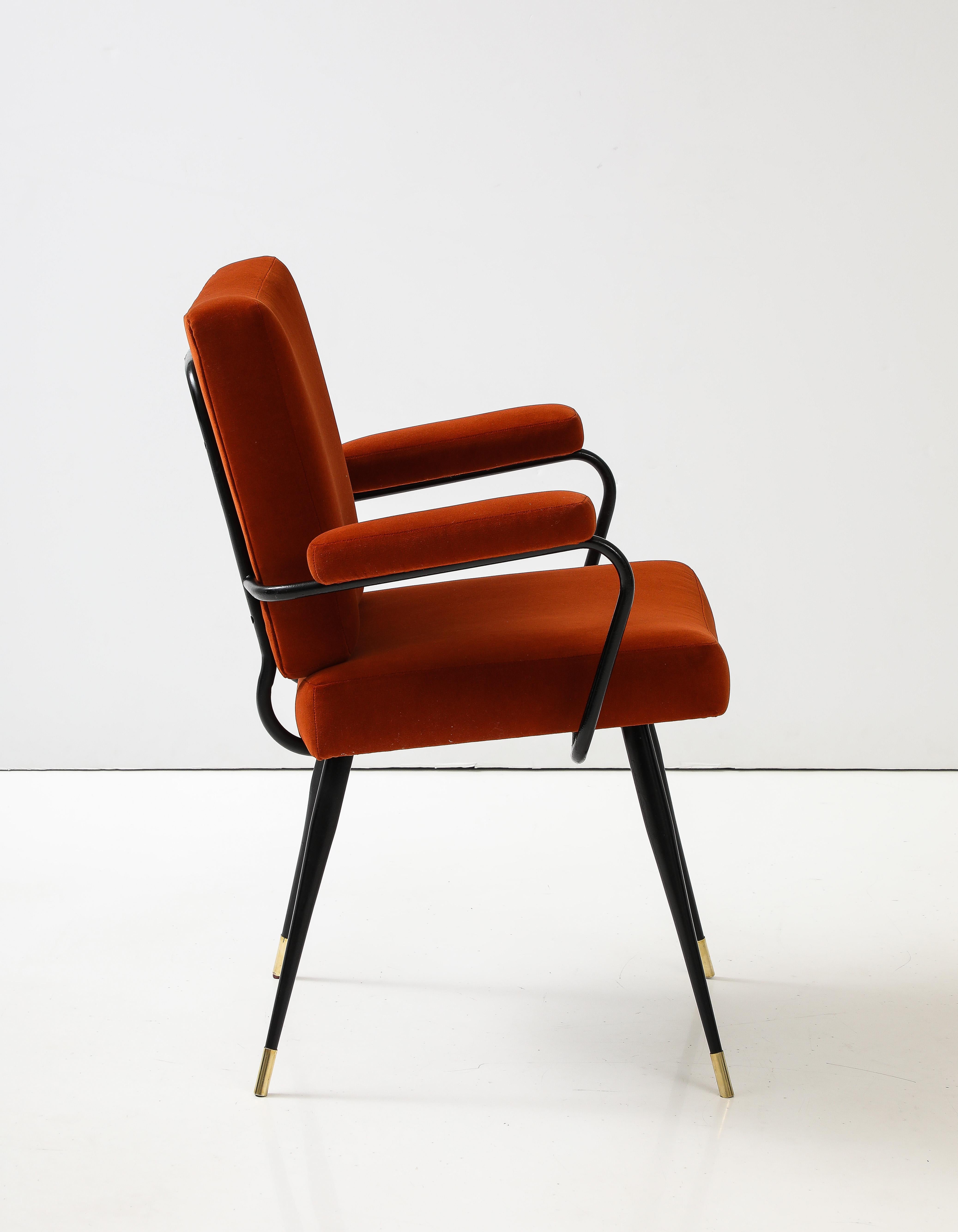 Gastone Rinaldi Velvet and Lacquered Metal Armchair for Rima, Italy, circa 1955  For Sale 6