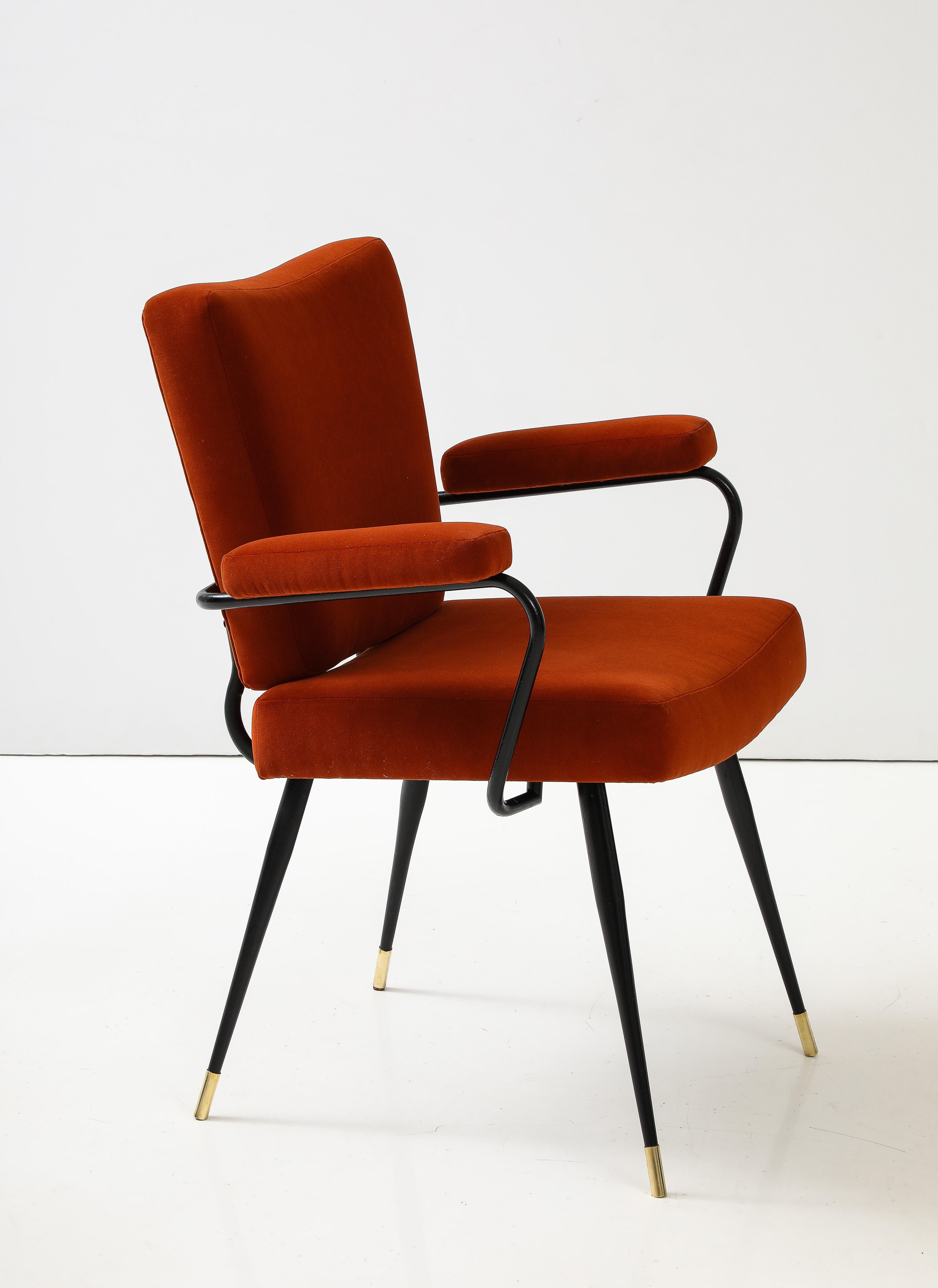 Gastone Rinaldi Velvet and Lacquered Metal Armchair for Rima, Italy, circa 1955  For Sale 7