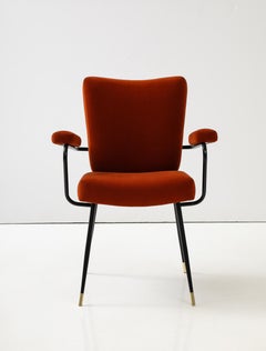 Sillón de terciopelo y metal lacado Gastone Rinaldi para Rima, Italia, hacia 1955