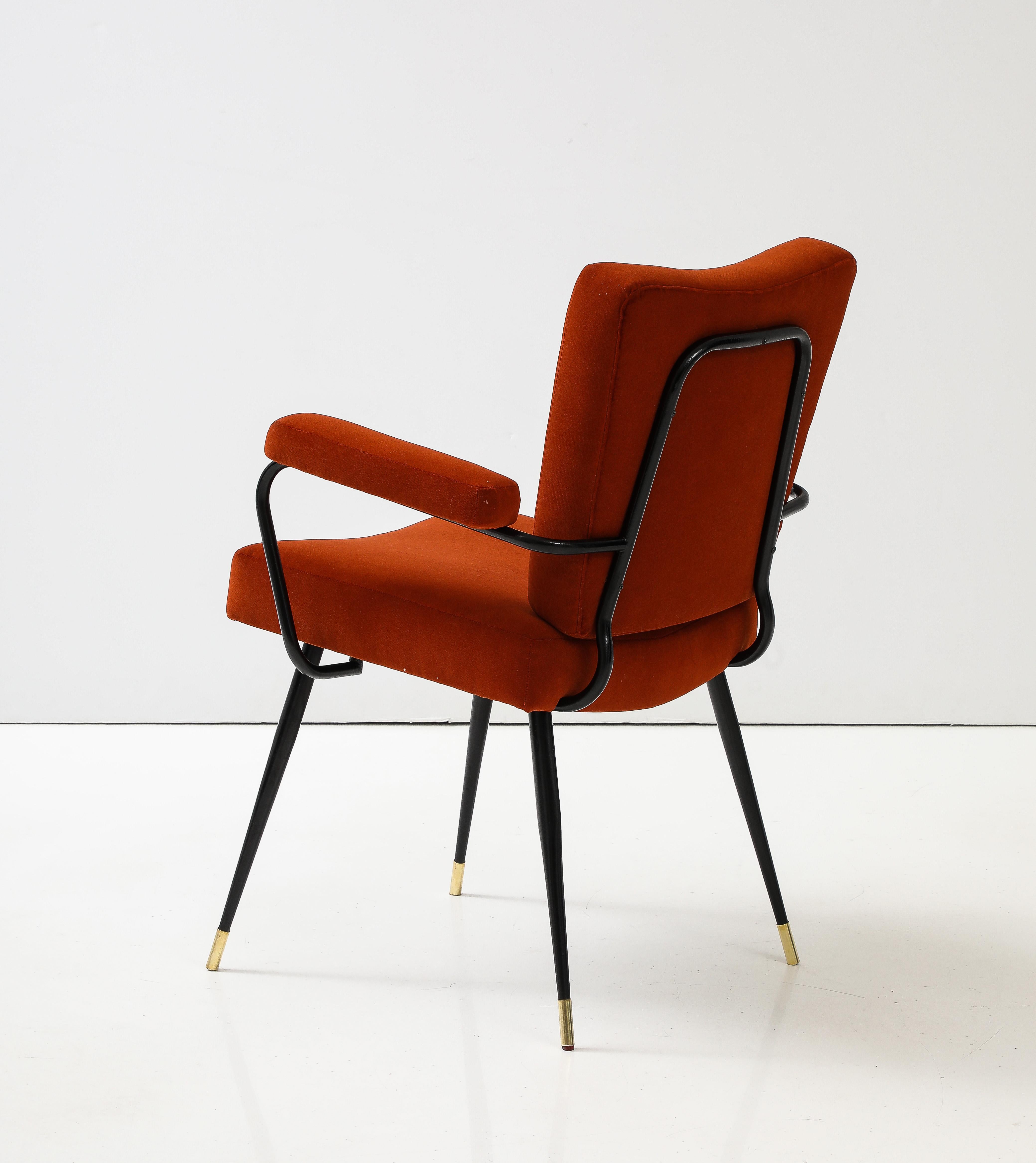 Gastone Rinaldi Velvet and Lacquered Metal Armchair for Rima, Italy, circa 1955  For Sale 3