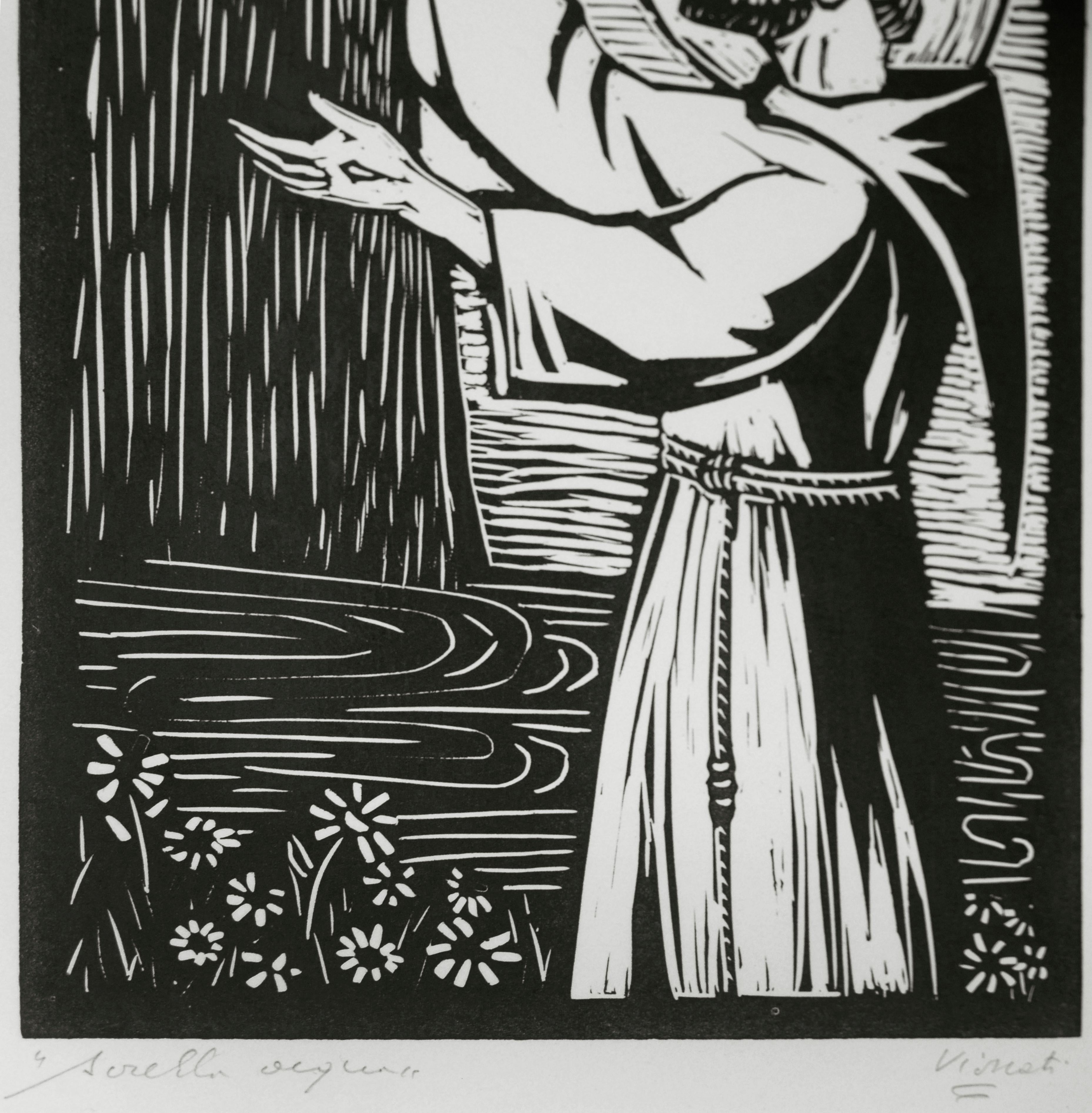 « Sister Water », Saint François d'Assisi, Linocut en vente 2