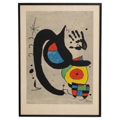 Used Gat i Mà – Joan Miró Original Color Lithograph, Signed in Plate