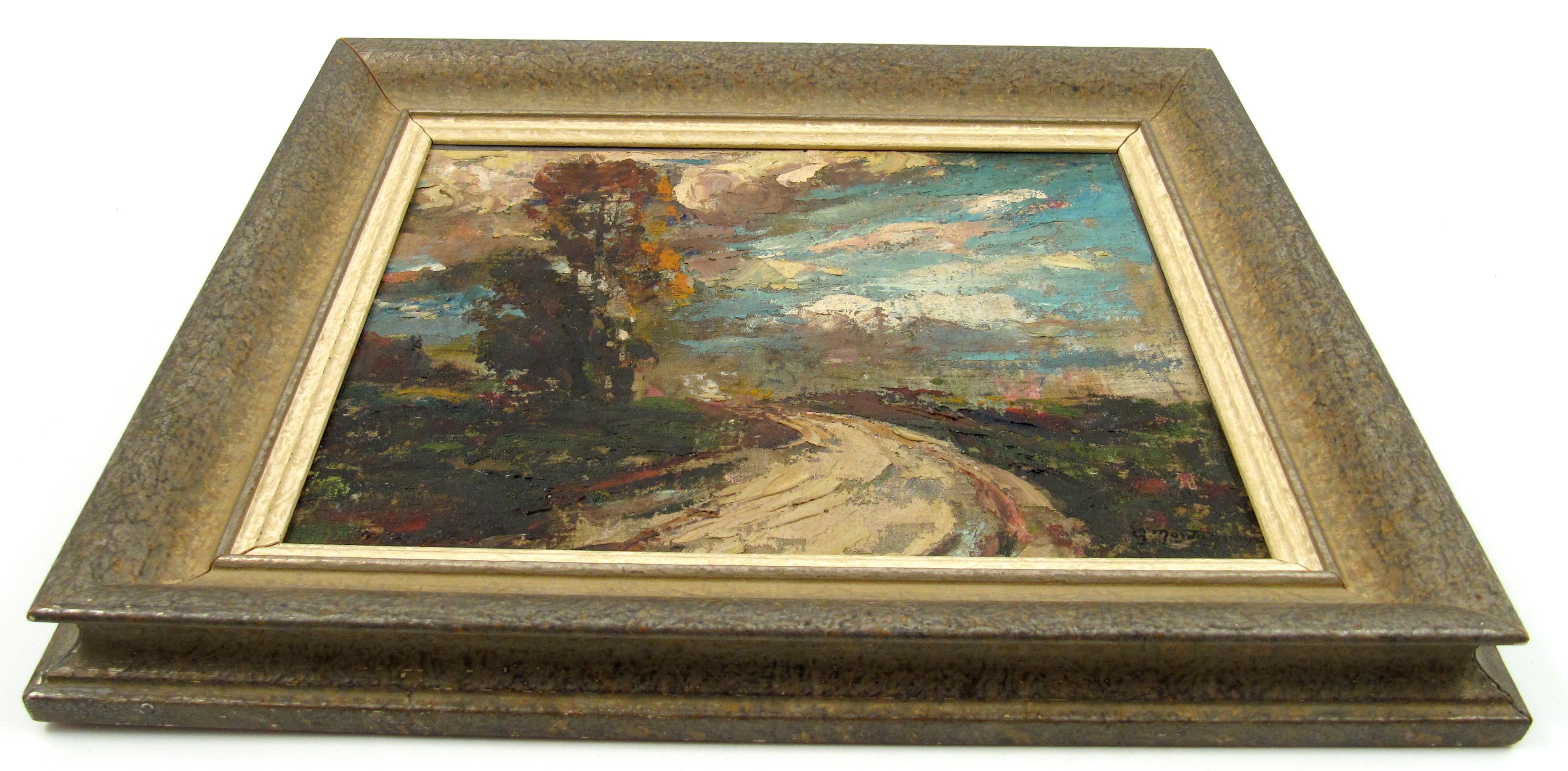 Gaétan Montagney - Country Lane - 20thC French Post Impressionist Oil Painting For Sale 1