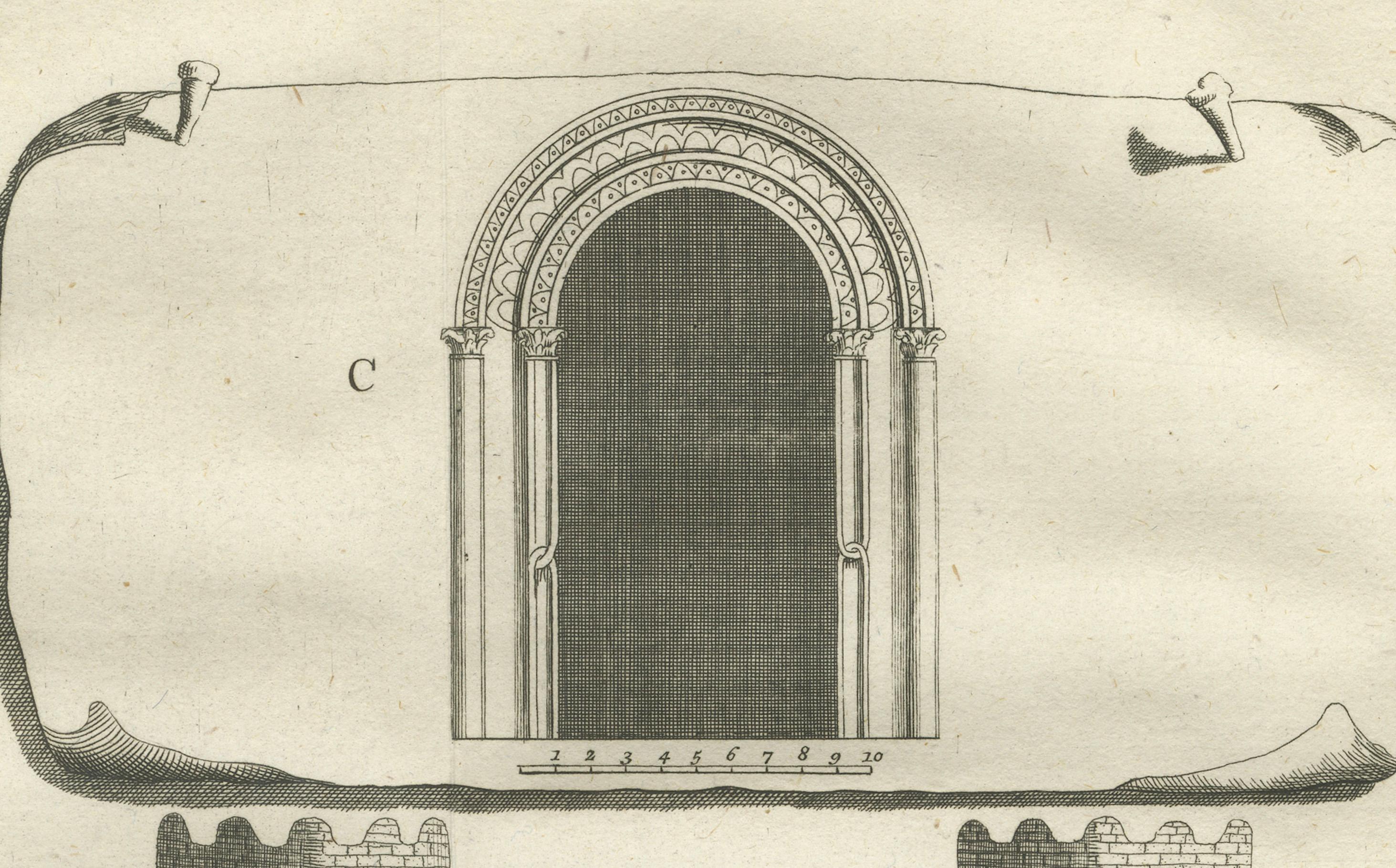 Gravé Porte et portail d'un ancien palais du Caire - Étude architecturale, Égypte - 1776 en vente