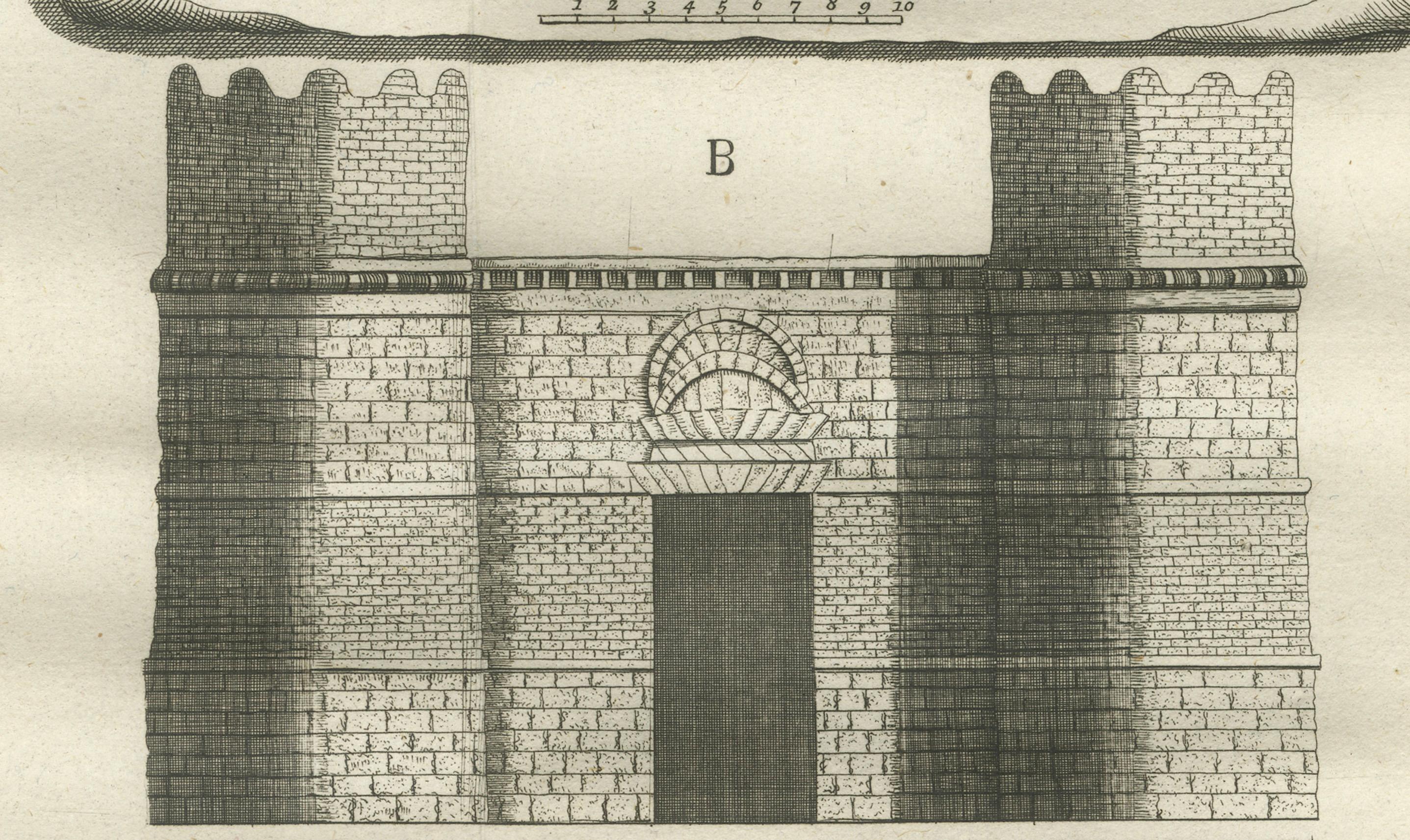 Porte et portail d'un ancien palais du Caire - Étude architecturale, Égypte - 1776 Bon état - En vente à Langweer, NL
