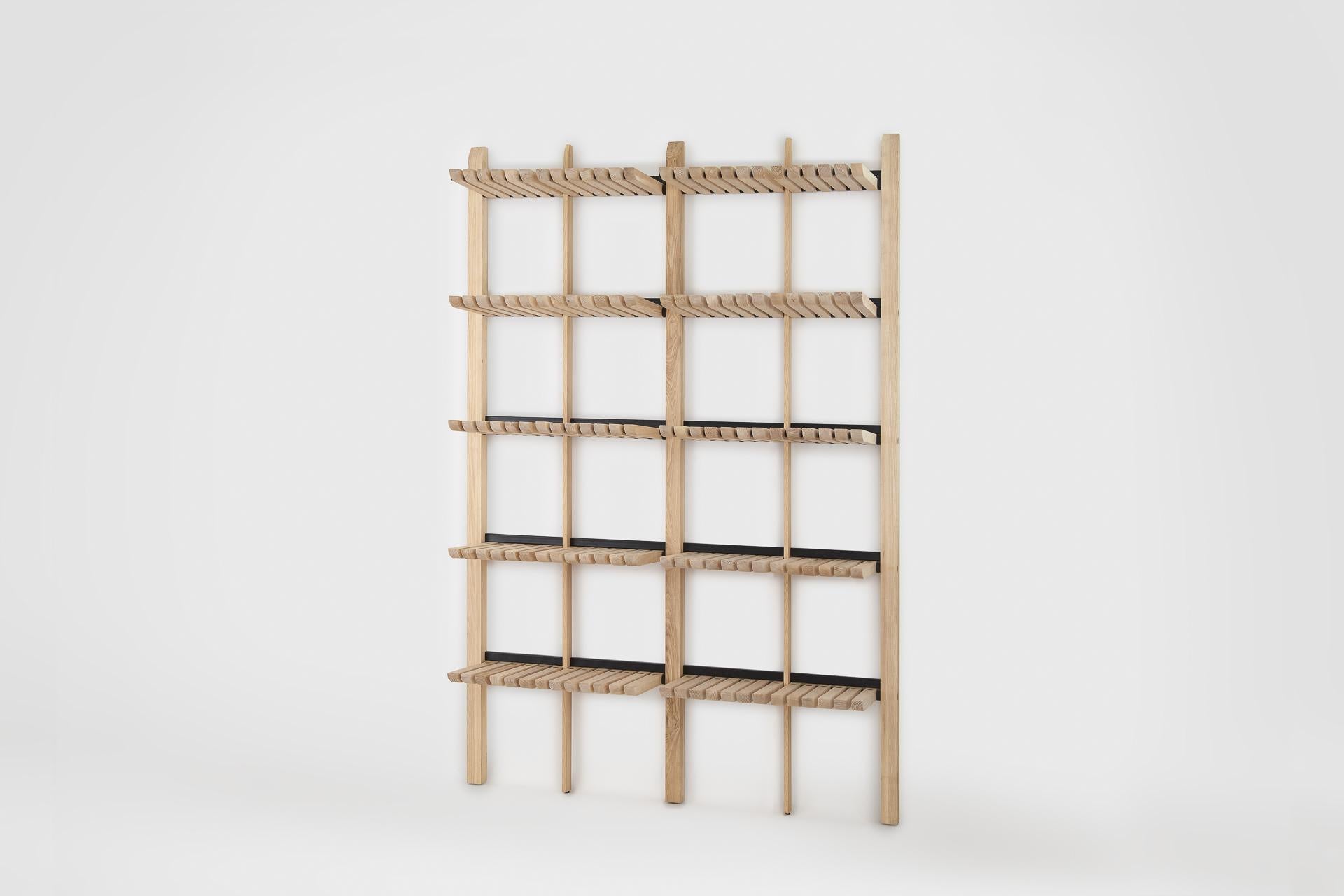 Estantería moderna de madera de fresno y acero - Estantería modular artesanal 1500 mm en venta 8