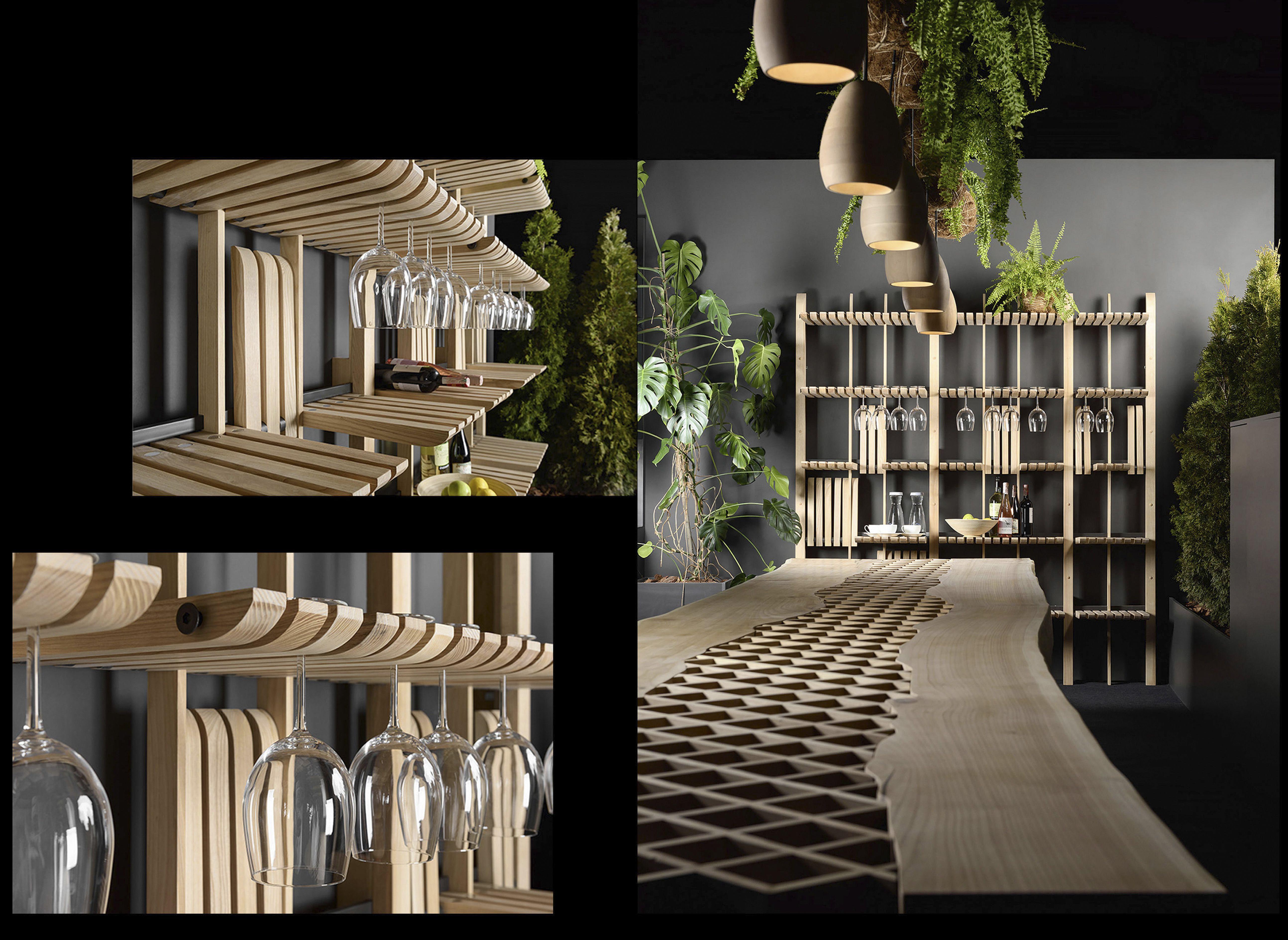 Estantería moderna de madera de fresno y acero - Estantería modular artesanal 1500 mm en venta 1