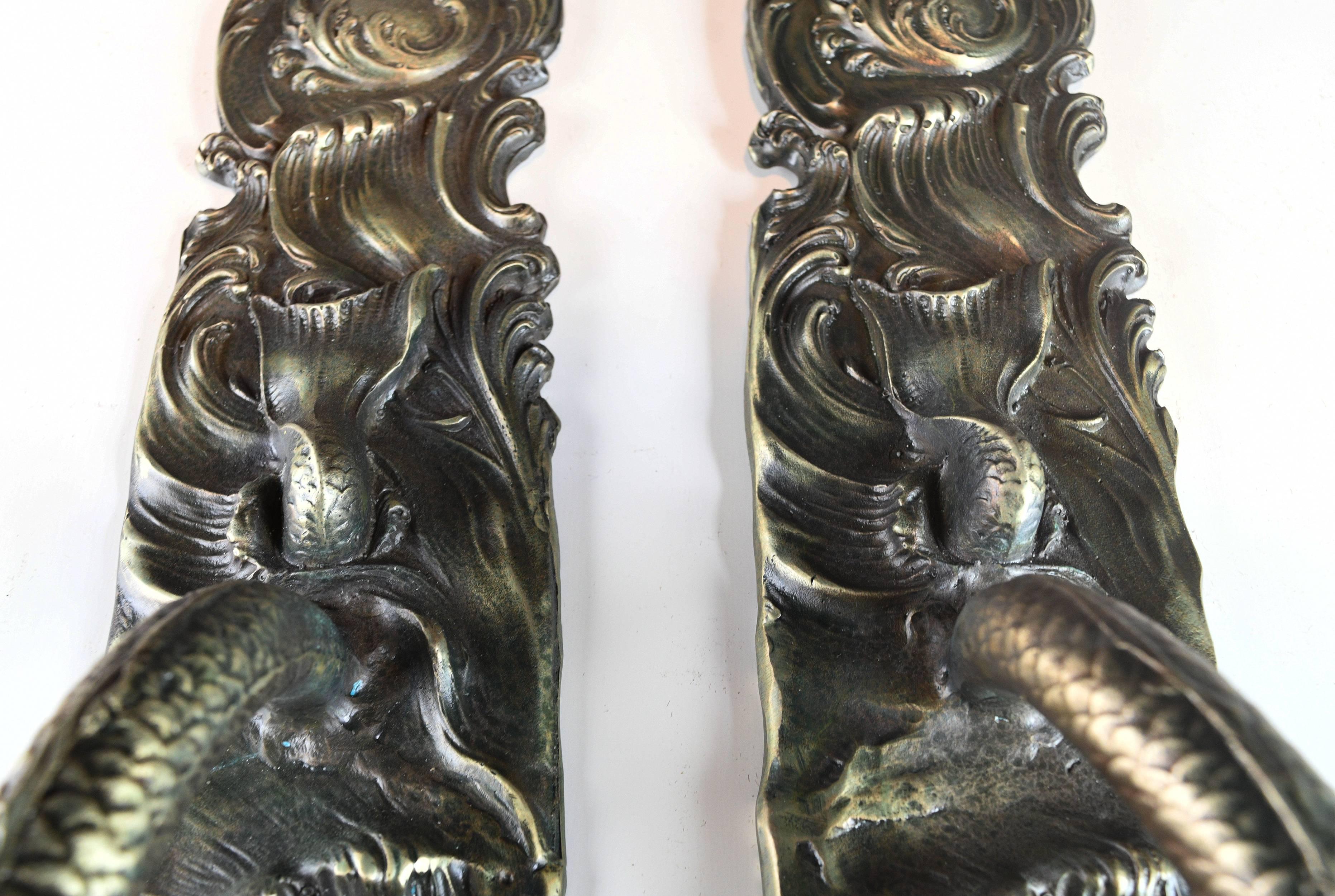 Rococo Gates Mansion Cast Bronze Serpent Pulls Reproduction For Sale
