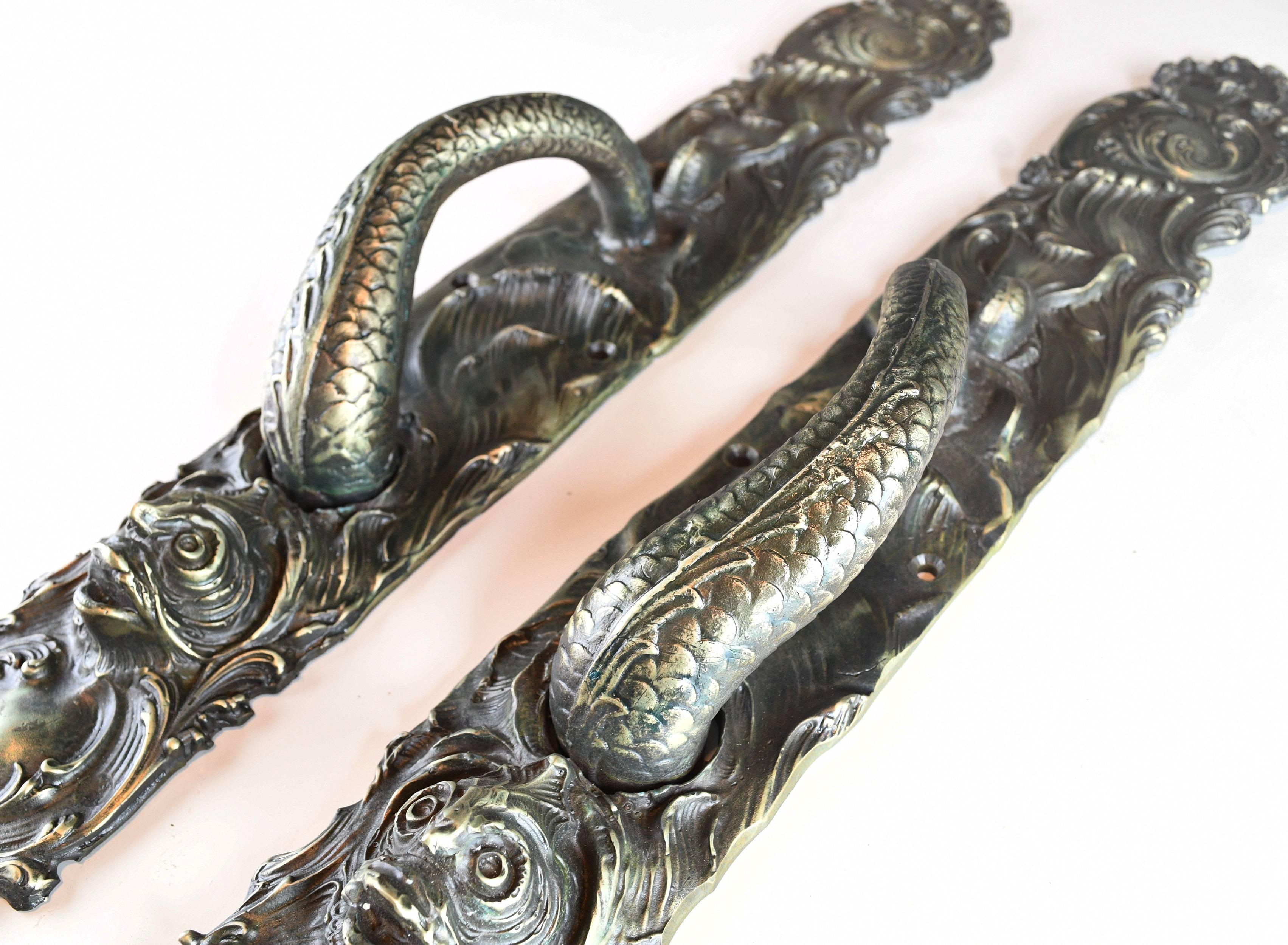 Gates Mansion Cast Bronze Serpent Pulls Reproduction In Excellent Condition For Sale In Minneapolis, MN