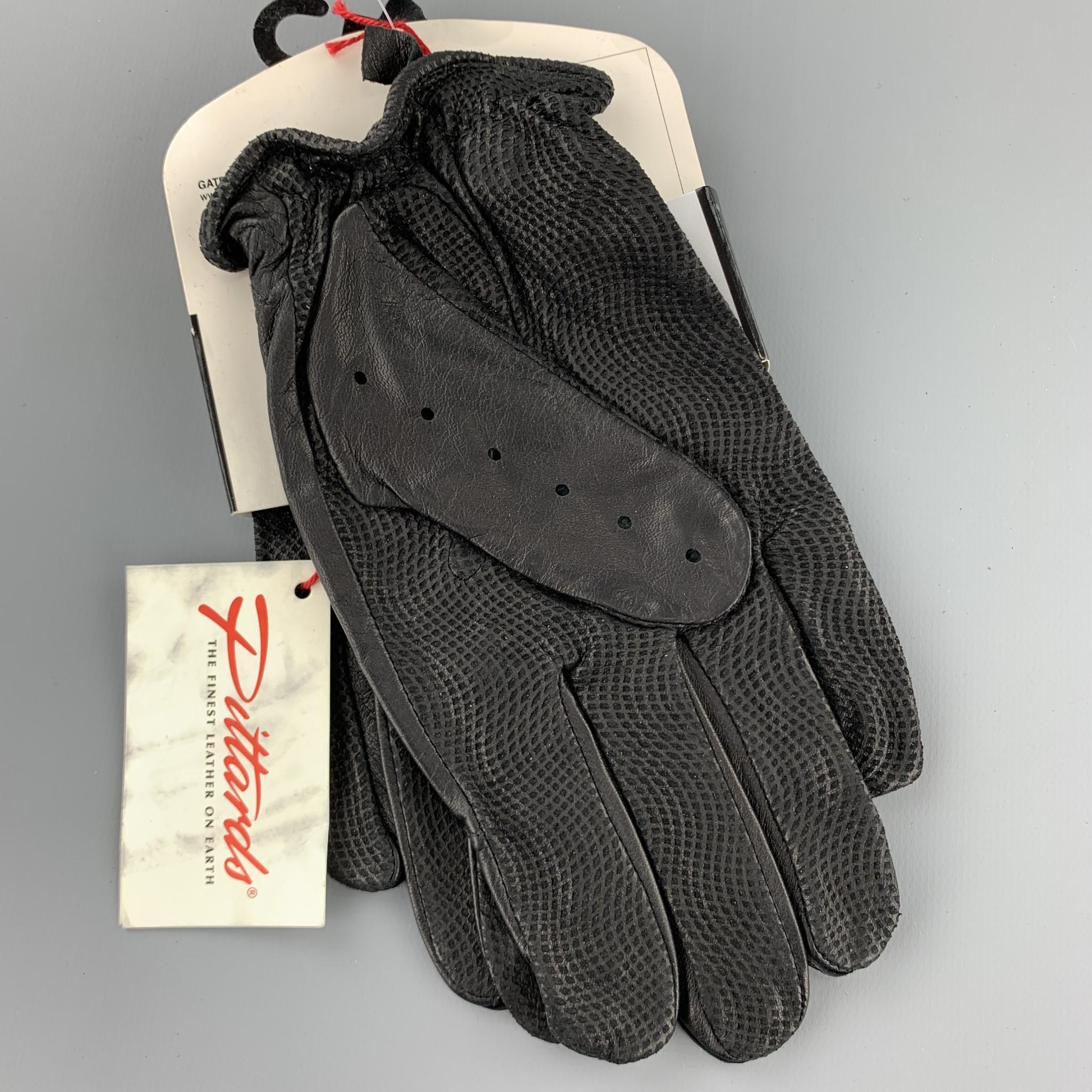 Men's GATES Size S Black Perforated Deadstock Biker Gloves