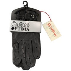 GATES Vintage Size S Black Perforated Biker Gloves New