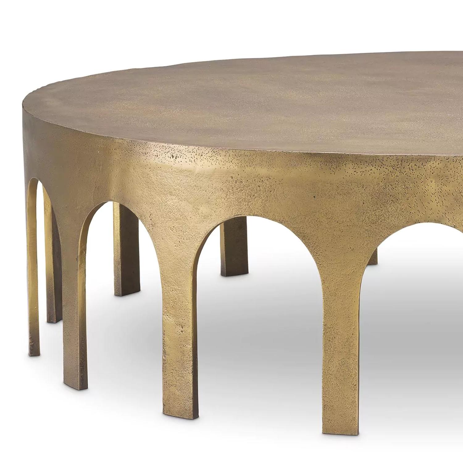 Hand-Crafted Gateway Brass Coffee Table For Sale