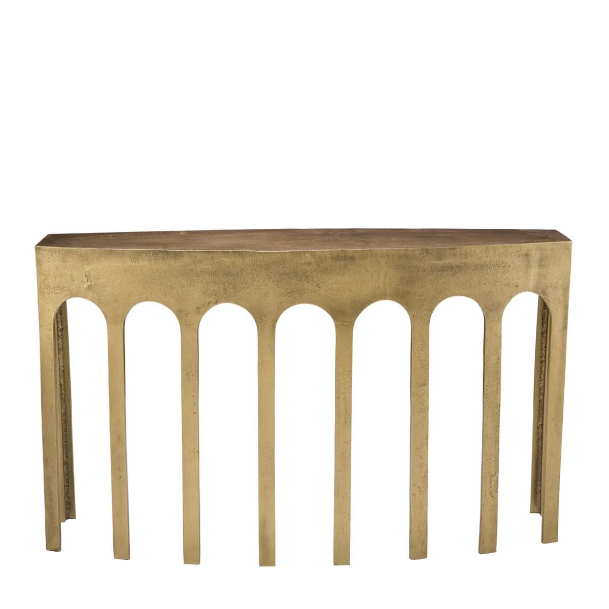 Gateway Brass Console Table with 
all structure in solid aged brass.