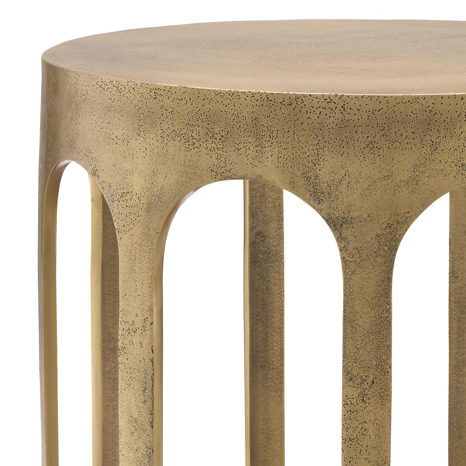 Hand-Crafted Gateway Brass Side Table For Sale