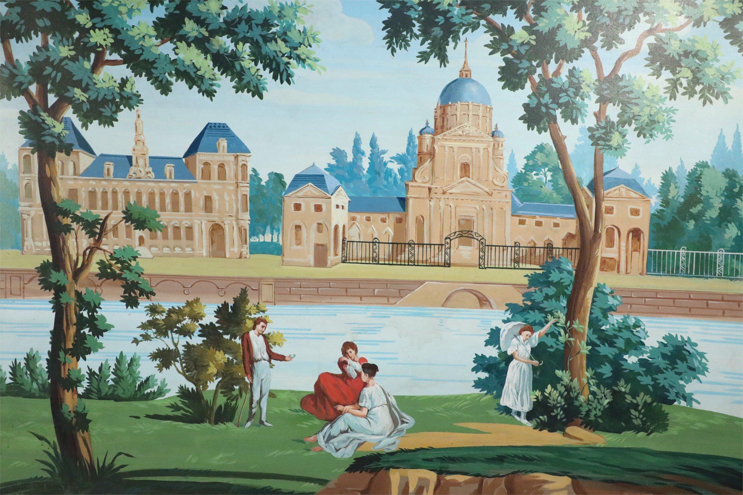 Gathering at the Riverbank, Ölgemälde auf Leinwand im Angebot 4