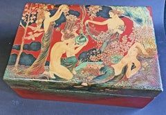 "The Perfumes, " Fabulous Art Deco Lacquer Box, Attributed to Jean Dunand