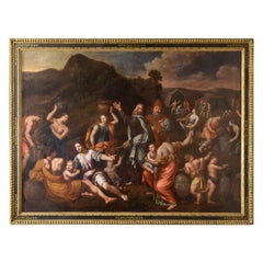 Antique Gathering of Manna, Oil on Canvas, 17th Century