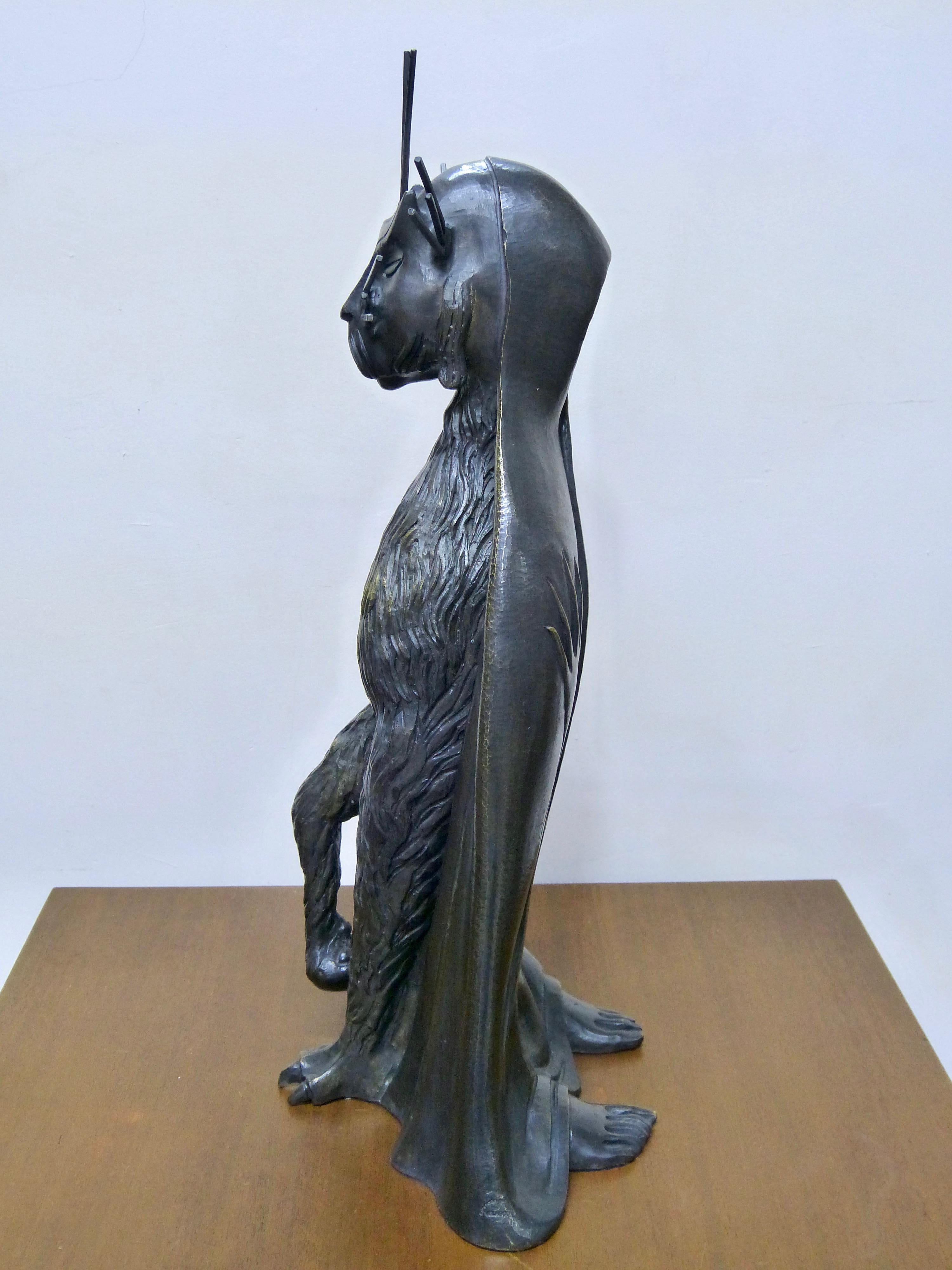 Mexican Gato De La Noche 'Night Cat' Surrealism Bronze Sculpture By Leonora Carrington For Sale