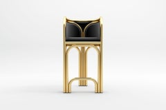 Gatsby Barstool - Modern Handcrafted Art Deco Barstool in Brass and Velvet