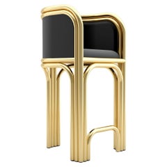 Gatsby Barstool - Modern Art Deco Barstool in Brass and Velvet