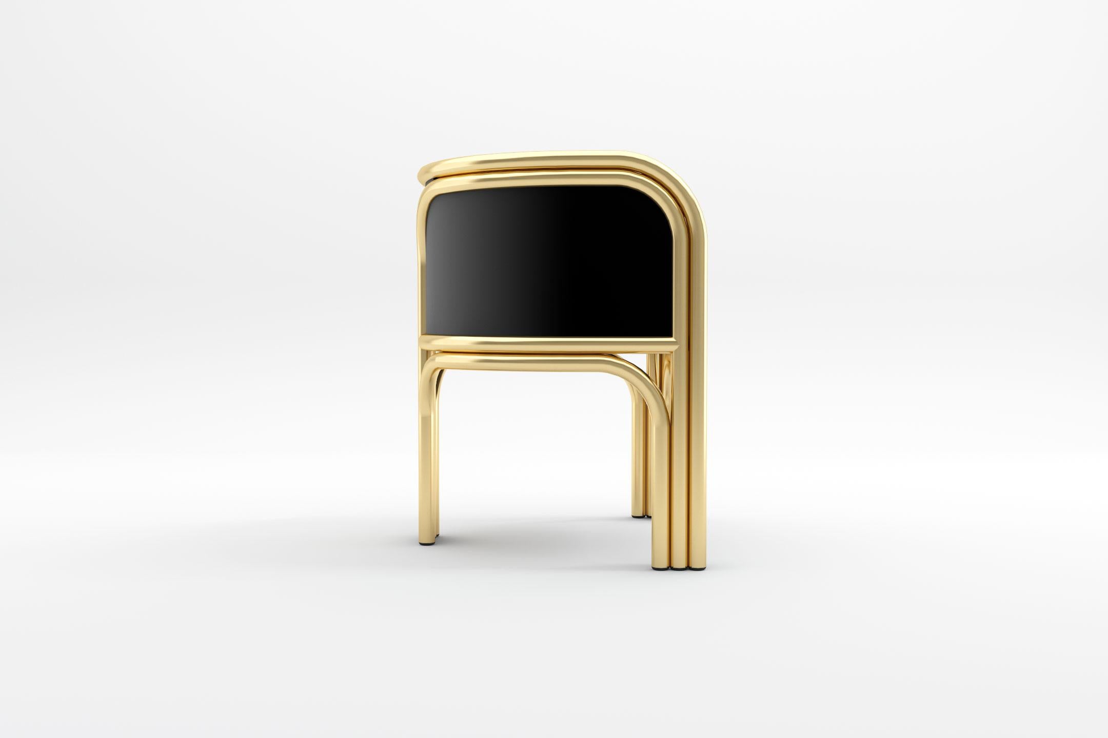 European Gatsby Chair - Modern Art Deco Chair in Brass and Velvet For Sale