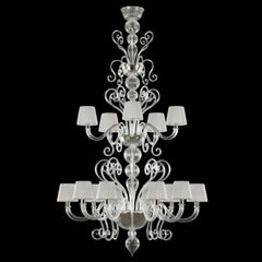 Artistic Chandelier 10+5 arms transparent Murano Glass Gatsby by Multiforme
