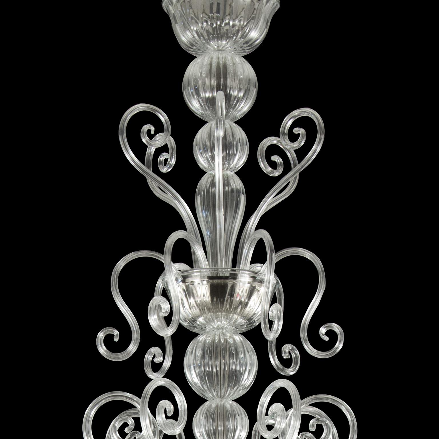 Italian Artistic Chandelier 10+5 arms transparent Murano Glass Gatsby by Multiforme For Sale