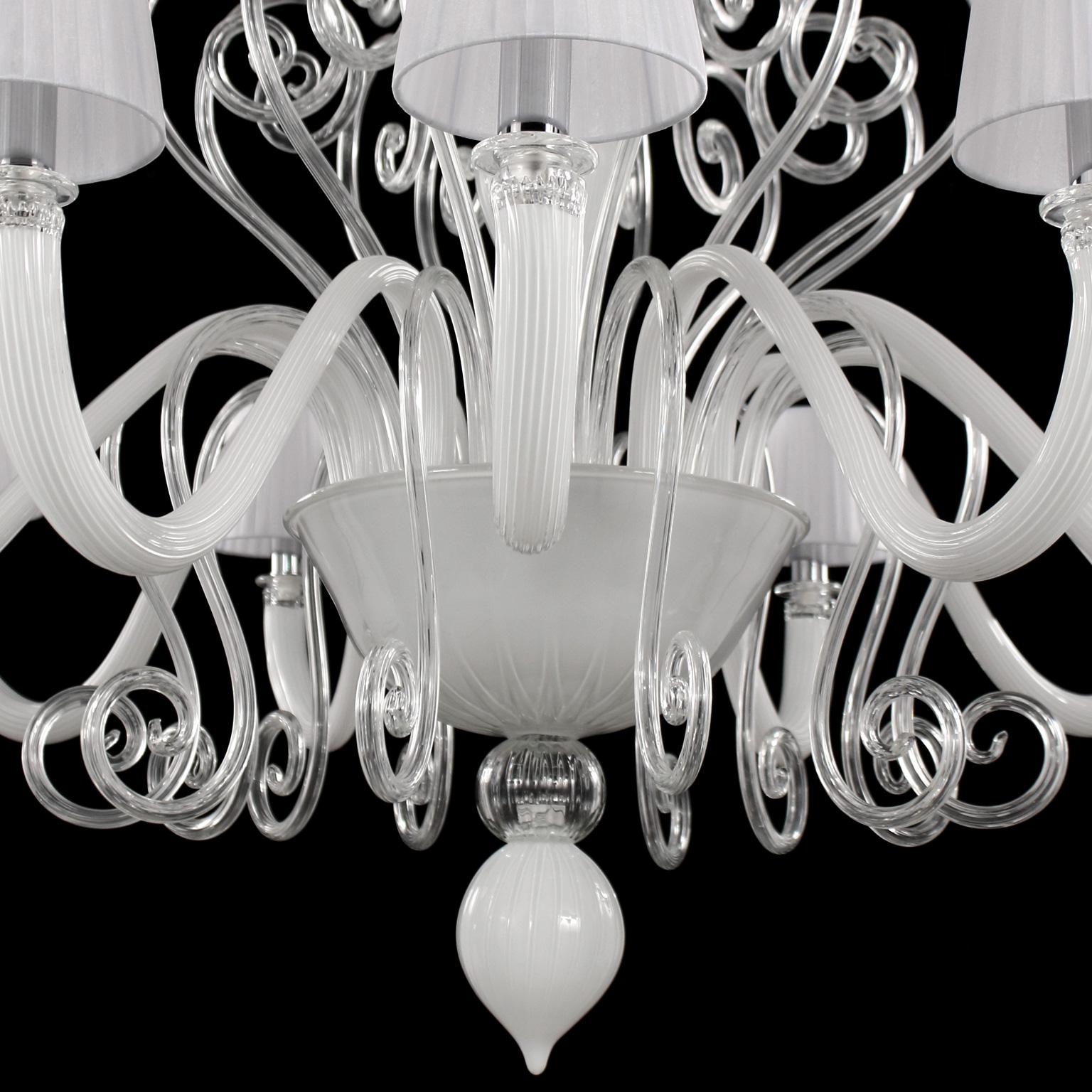 Other Artistic Chandelier 12+6 arms White Crystal Murano Glass Gatsby by Multiforme For Sale