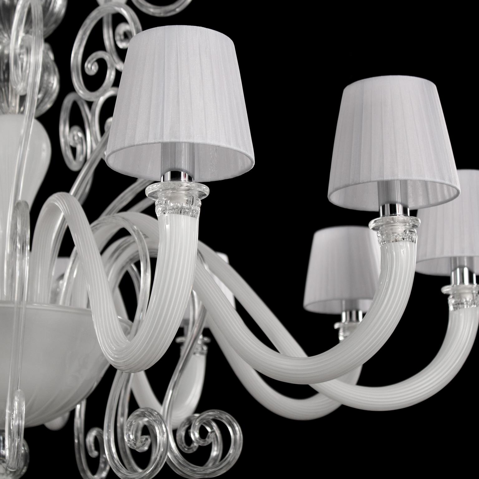 Italian Artistic Chandelier 12+6 arms White Crystal Murano Glass Gatsby by Multiforme For Sale