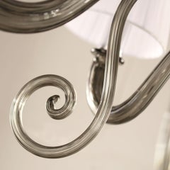 Araña Artística 5 brazos Cristal de Murano Gris Oscuro con Pantallas by Multiforme