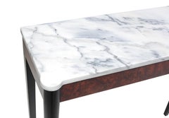 Console Table with Shaped Marble Top and Burr Walnut Structure