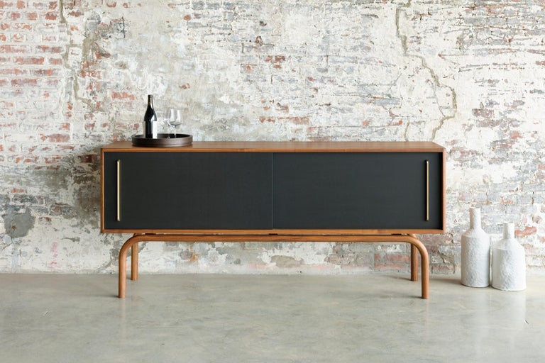 American Gatsby Credenza in Solid Wood, Brass and Richlite by Bowen Liu For Sale