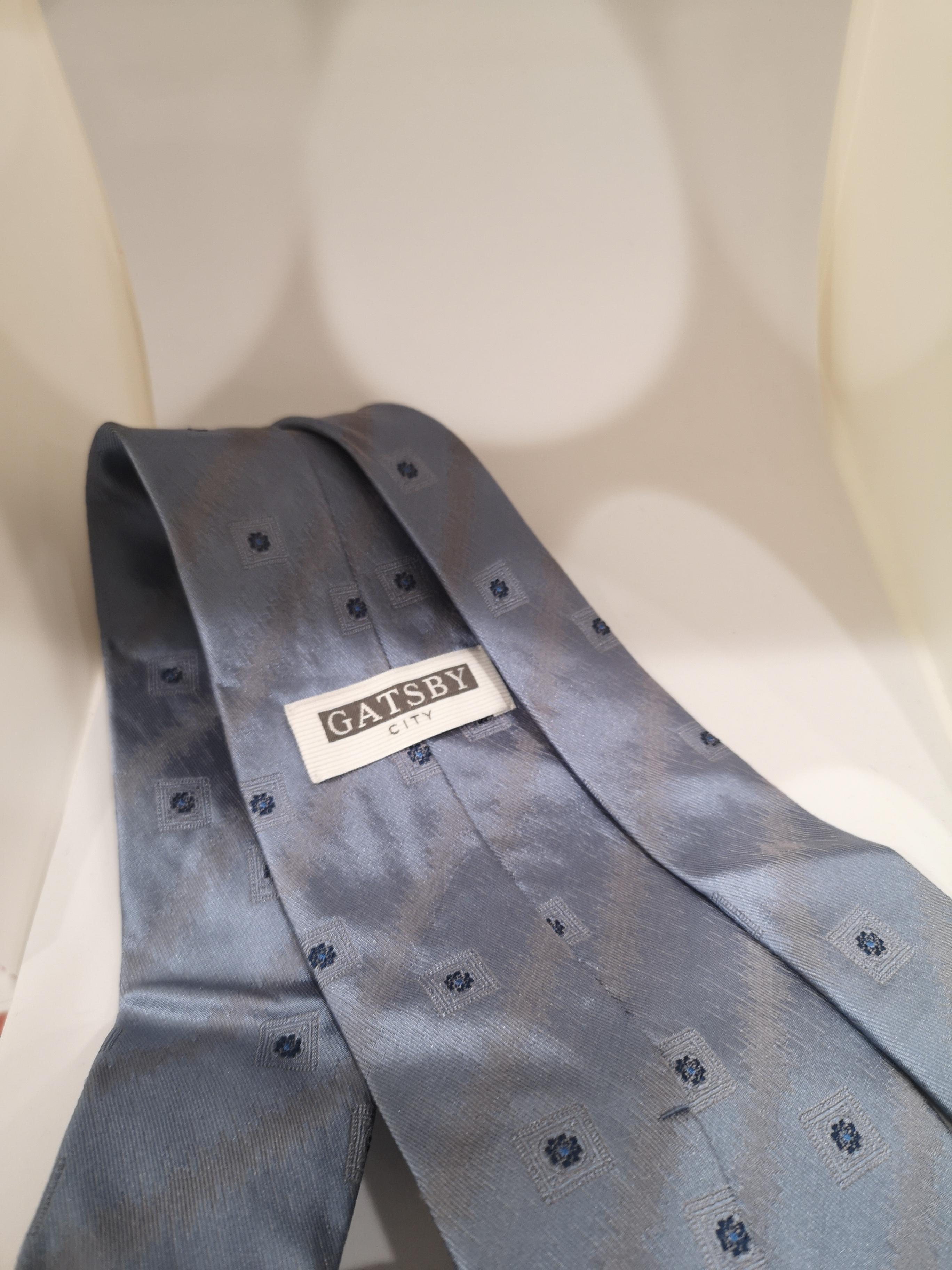 Men's Gatsby light blue grey silk tie