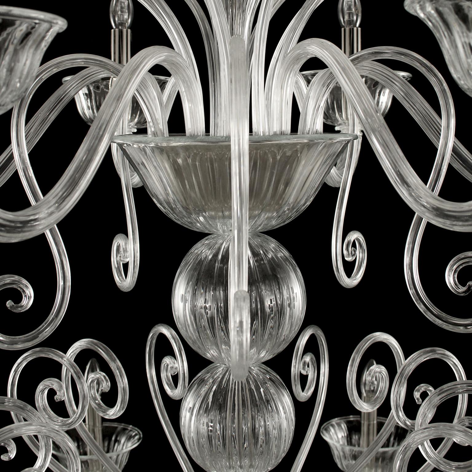 Other Chandelier 12+6 arms Clear Artistic Murano Glass Gatsby Naked by Multiforme For Sale
