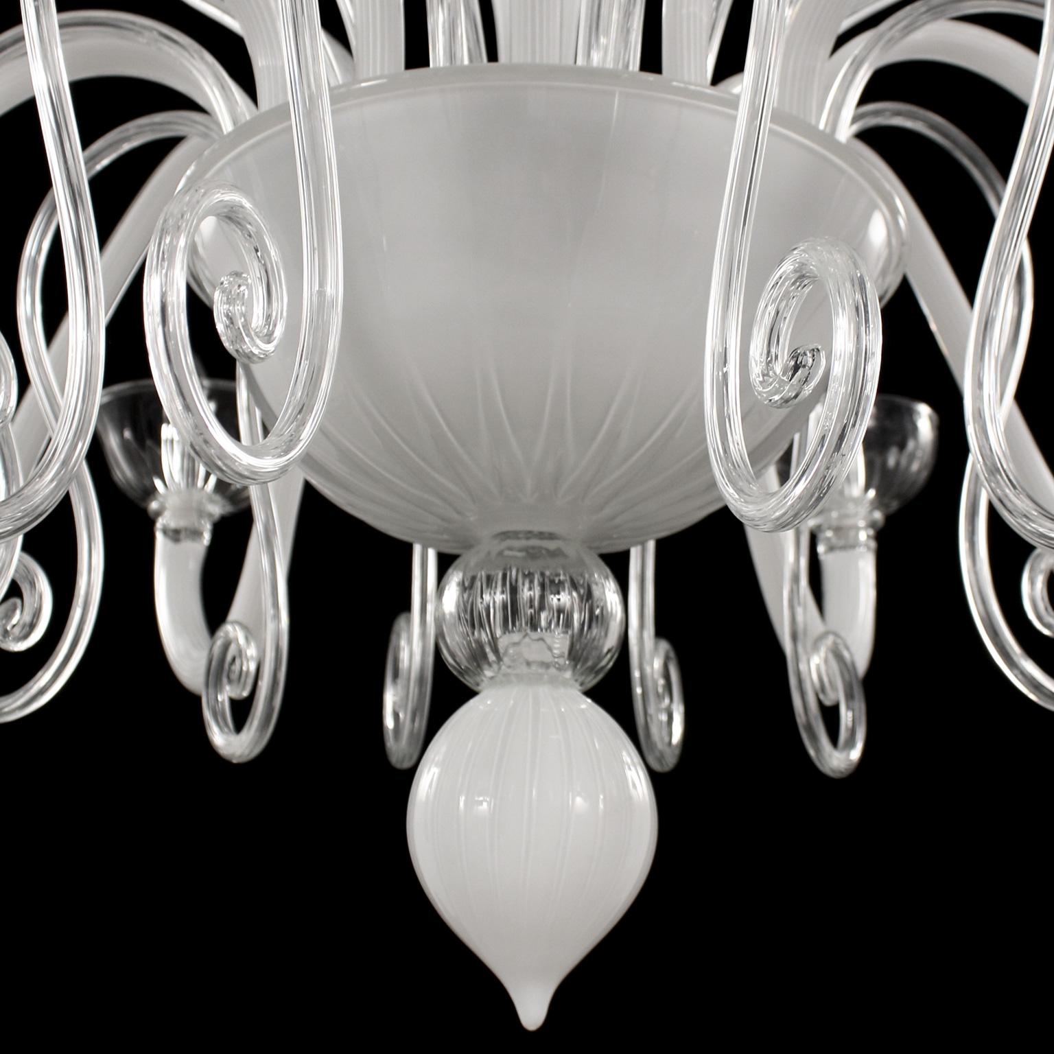 Other Chandelier 12+6 arms White and Clear Murano Glass Gatsby Naked by Multiforme For Sale